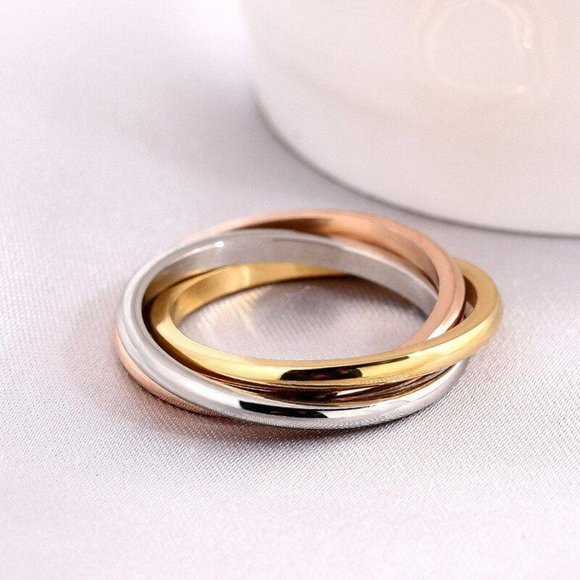 Interlocking Rings‎ Rose Gold Silver Gold - Picture 4 of 4